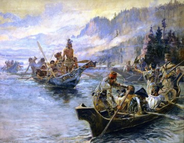 Charles Marion Russell Painting - lewis and clark on the lower columbia 1905 Charles Marion Russell